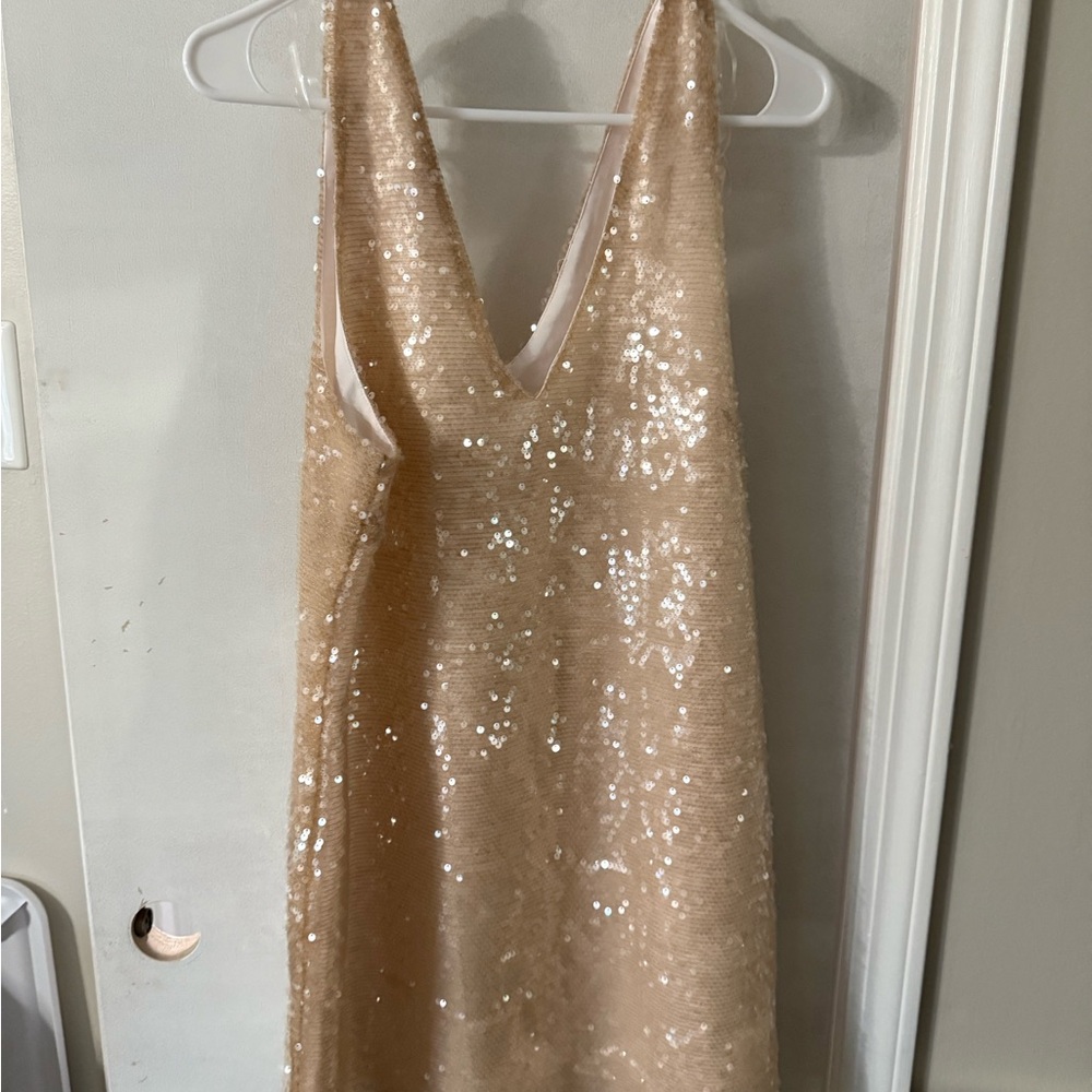 A New Day Gold Sequin Backless Sheath Dress